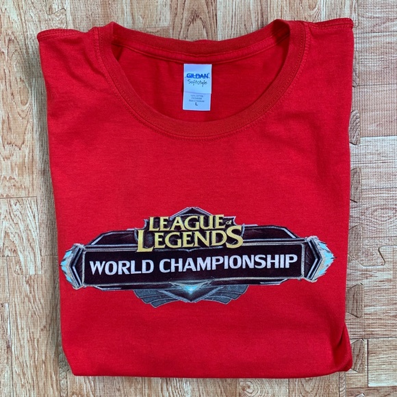 VTG League Of Legends Shirt Red Mens Large World Map Championship Tour Tee LoL - Picture 5 of 9